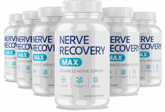 A cut-out render of 6 bottles of Nerve Recovery Max supplied with this stock